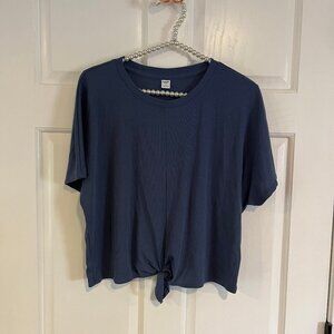 Old Navy Ladies Blue Ribbed Crew Neck Short Sleeve Active Top Size S